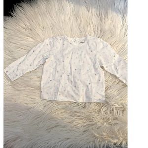 Cute toddler long sleeve tee - never used white with green and gray polka dots